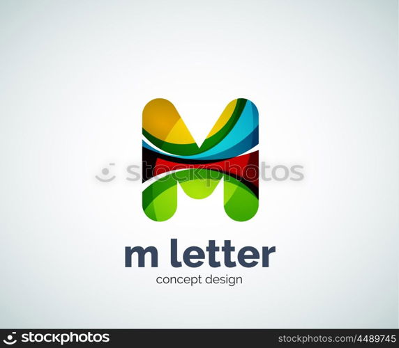 Vector m letter logo, abstract geometric logotype template, created with overlapping elements