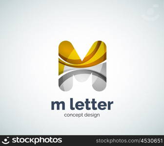 Vector m letter logo, abstract geometric logotype template, created with overlapping elements