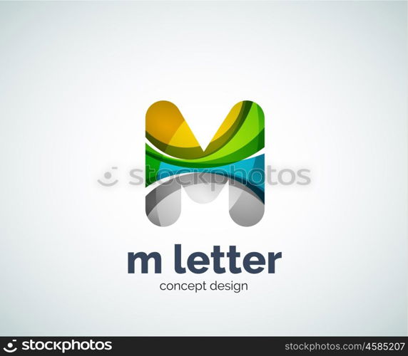 Vector m letter logo, abstract geometric logotype template, created with overlapping elements