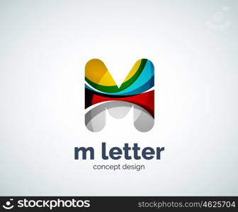 Vector m letter logo, abstract geometric logotype template, created with overlapping elements