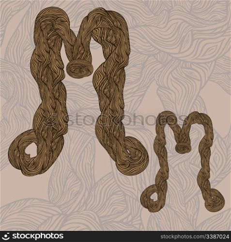 "vector "M" letter of oak tree wooden texture on seamless wooden background"