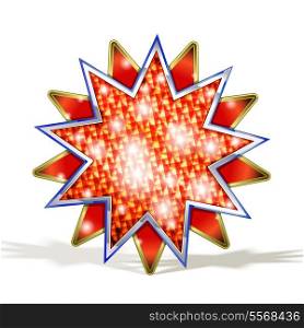 Vector Magic Red Star isolated on white with highlights and sparks