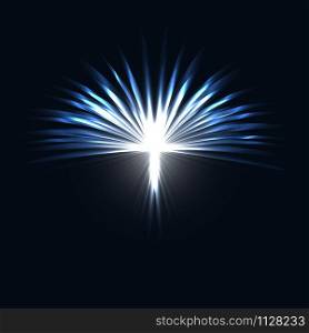 Vector magic white rays glow light effect .Christmas design element. Star burst. Vector illustration