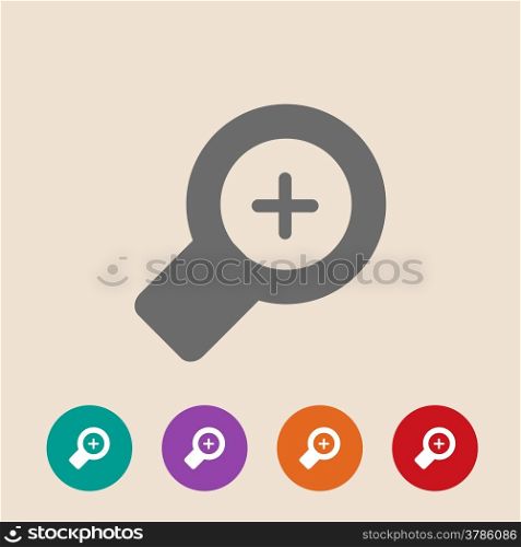 Vector magnifier icons in flat style on background