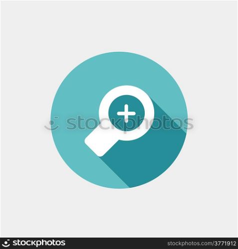 Vector magnifier icons in flat style on grey background