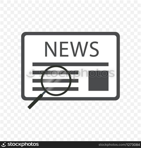 Vector magnifier image for reviewing newspaper news