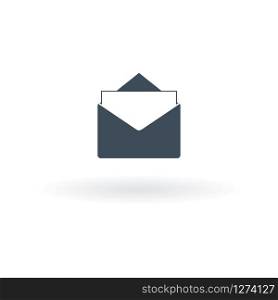 vector mail letter icon with open envelope on background