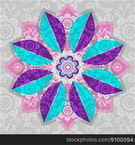 Vector mandala. Decorative round colorful floral vintage ornament