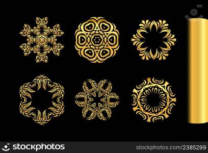 Vector mandala gold tattoo. Vector illustration. Gold pattern isolated on background. Ornamental gold round lace design