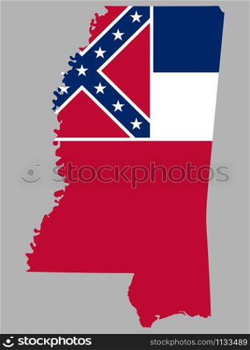 Vector Map flag of the United States of America State Mississippi.. Vector Map flag of the United States of America State Mississippi