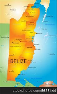 Vector map of Belize with the capital and cities