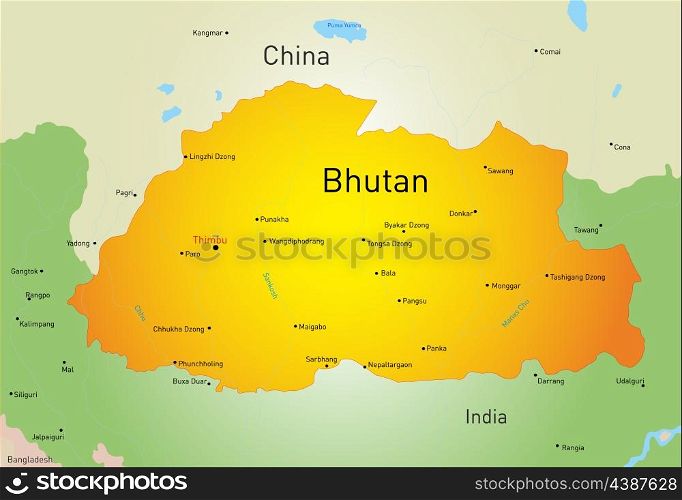 Vector map of Bhutan country