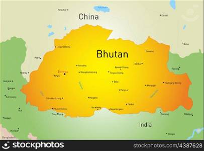 Vector map of Bhutan country