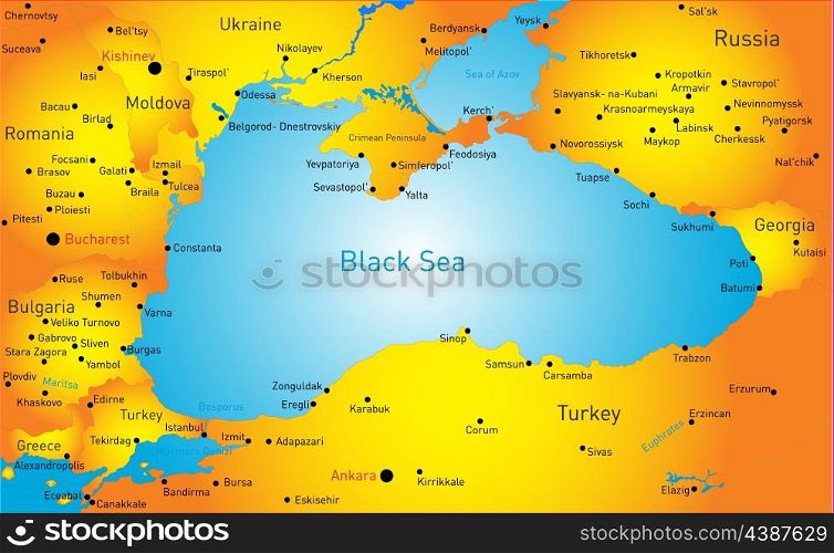 Vector map of Black sea region