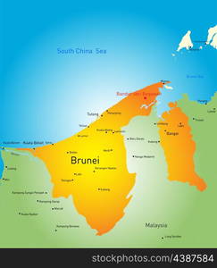 Vector color map of Brunei country — Stockphotos.com