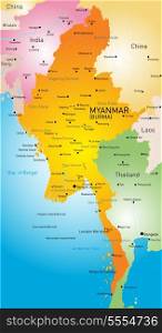 Vector map of Myanmar country
