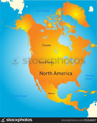 Vector map of north america continent