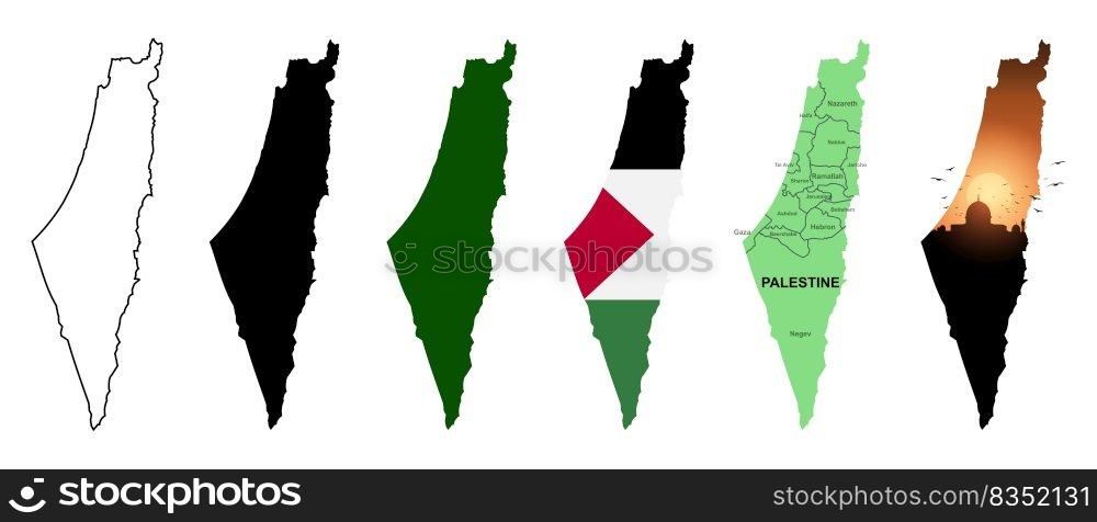 Vector map of palestine isolated on white background. Vector illustration