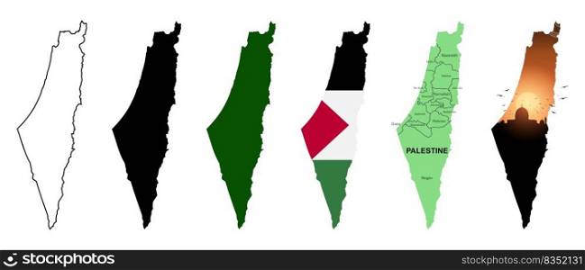 Vector map of palestine isolated on white background. Vector illustration