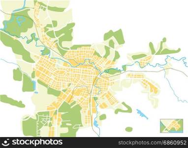Vector map of the city. Color bright decorative background vector illustration.