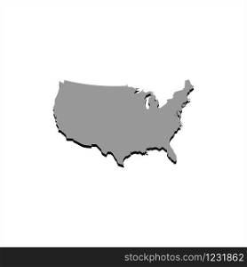 vector map of the USA with a shadow on a white background