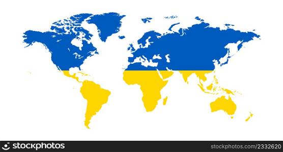 vector map of the world in Ukrainian colors