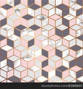 Vector marble texture, seamless pattern design with golden honeycomb geometric pattern, black and white marbling surface, modern luxurious background