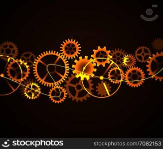 Vector mechanism cogwheels. Vector illustration mechanism cogwheels on black background