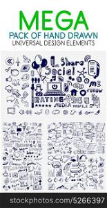 Vector mega collection of hand drawn business, economy and social elements. Vector mega collection of hand drawn business, economy and social elements, ideas and concepts