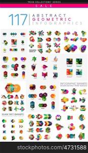 Vector mega collection of web abstract business infographic templates - geometric shapes with options elements for business background, numbered banners, graphic website