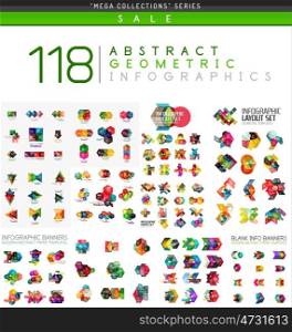 Vector mega collection of web abstract business infographic templates - geometric shapes with options elements for business background, numbered banners, graphic website