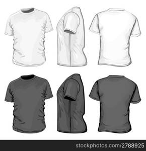 Vector. Men&acute;s t-shirt design template (front, back and side view). No mesh.