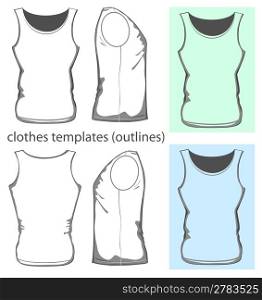 Vector men&acute;s undershirt design template. outline
