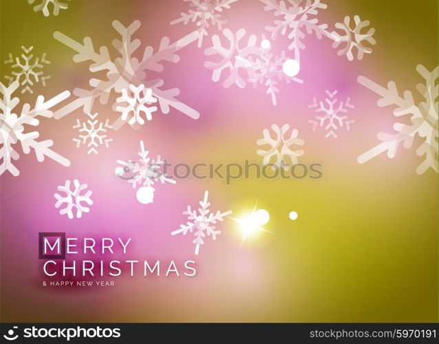 Vector Merry Christmas abstract background, snowflakes in the air. Color background for your message