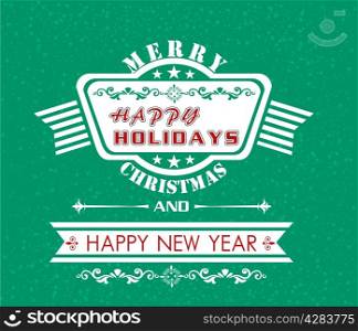 Vector Merry Christmas and Happy New Year card design