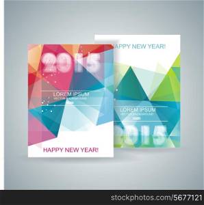 Vector Merry Christmas and Happy New Year design with pattern of geometric shapes.