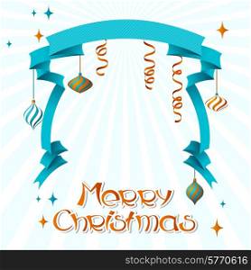 Vector Merry Christmas background in retro style.. Vector Merry Christmas background in retro style