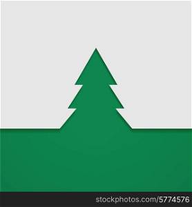 Vector merry christmas background with fir tree.