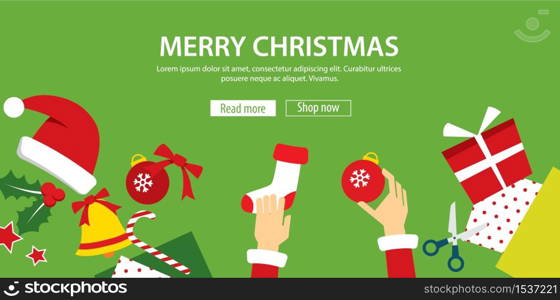 vector merry christmas banner flat design