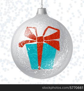 Vector Merry Christmas card with brilliant glossy ball.. Vector Merry Christmas card with brilliant glossy ball