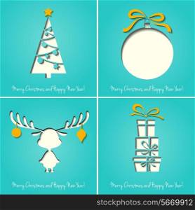 Vector Merry Christmas Paper greeting card EPS 10