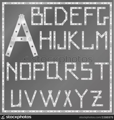 vector metal latin alphabet