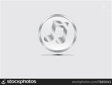 Vector metal multimedia musical note icon on background