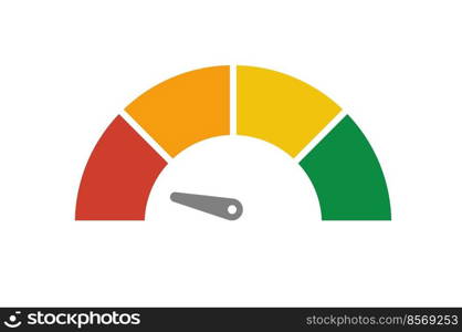 Vector meter with arrow for dashboard with green, yellow, red indicators. Gauge of tachometer. Low, medium, high and risk levels. Bitcoin fear and greed index cryptocurrency.. Vector meter with arrow for dashboard with green, yellow, red indicators. Gauge of tachometer. Low, medium, high and risk levels. Bitcoin fear and greed index cryptocurrency