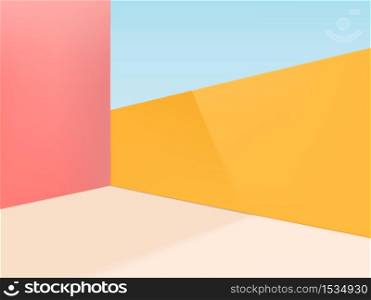 Vector Minimal Geometric Shapes Studio Shot Background. Pink, Beige & Yellow