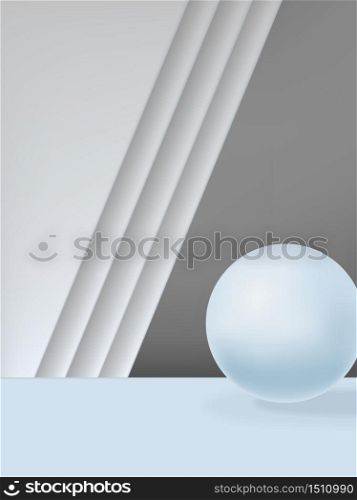 Vector Minimal Geometric Studio Shot Background with Sphere. Gray & Light Blue.