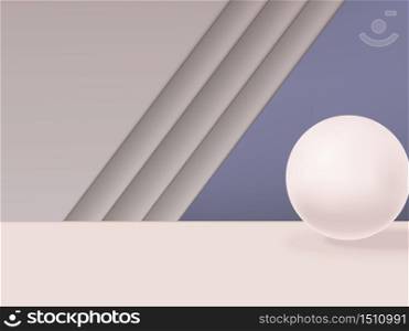 Vector Minimal Geometric Studio Shot Background with Sphere. Gray, Pink & Purple.