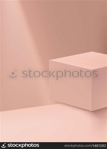 Vector Minimal Geometry Product Display Background or Platform, Pastel Pink Monochrome