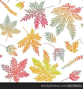 Vector Minimal Iridescent Watercolor Spring or Summer Tropical Leaves Abstract Seamless Surface Pattern for Fabric, Product or Packaging Design.