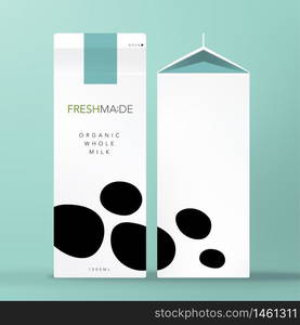 Vector Minimal Juice or Milk Flat Lay Packaging. Black, White & Turquoise.